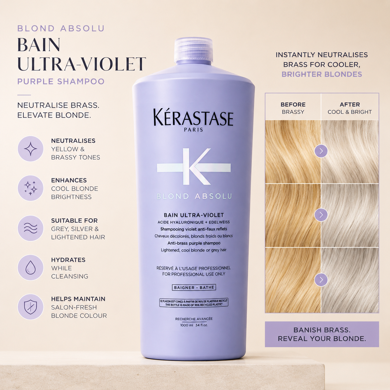 Kerastase Blond Absolu Bain Ultra Violet Shampoo 1 Litre/1000mL