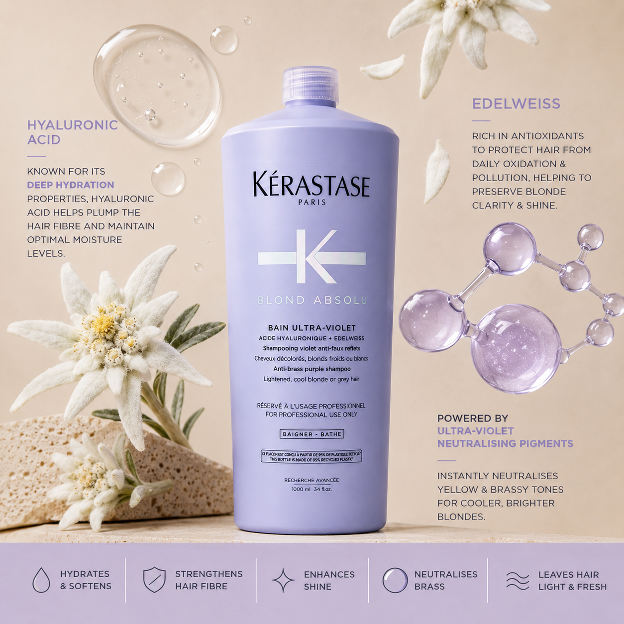 Kerastase Blond Absolu Bain Ultra Violet Shampoo 1 Litre/1000mL