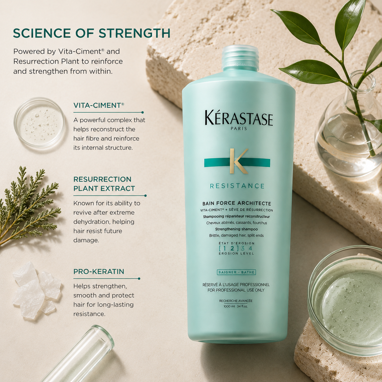 Kerastase Resistance Bain Force Architecte Shampoo 1 Litre/1000mL