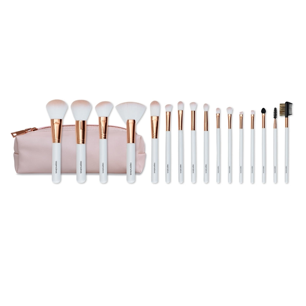 Casper & Lewis Rose Gold 16 Piece Brush Set in Pink Pouch