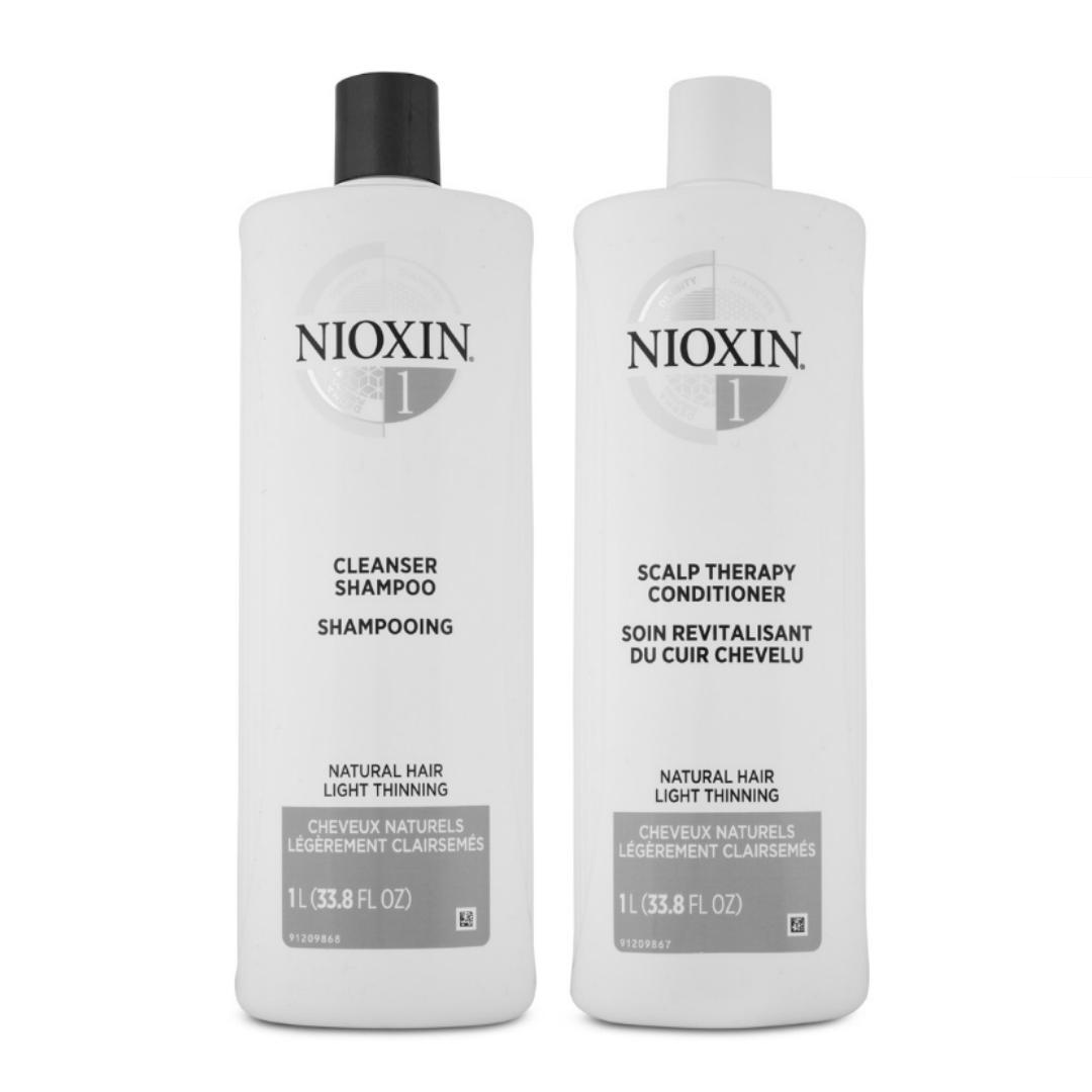 Nioxin System 1 Cleanser Shampoo & Scalp Therapy Conditioner 1L Bundled Duo