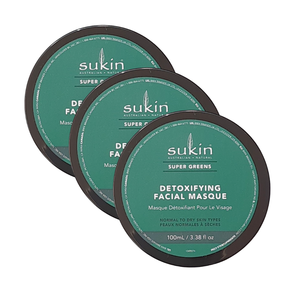 3 x Sukin Super Greens Detoxifying Facial Masque 100mL