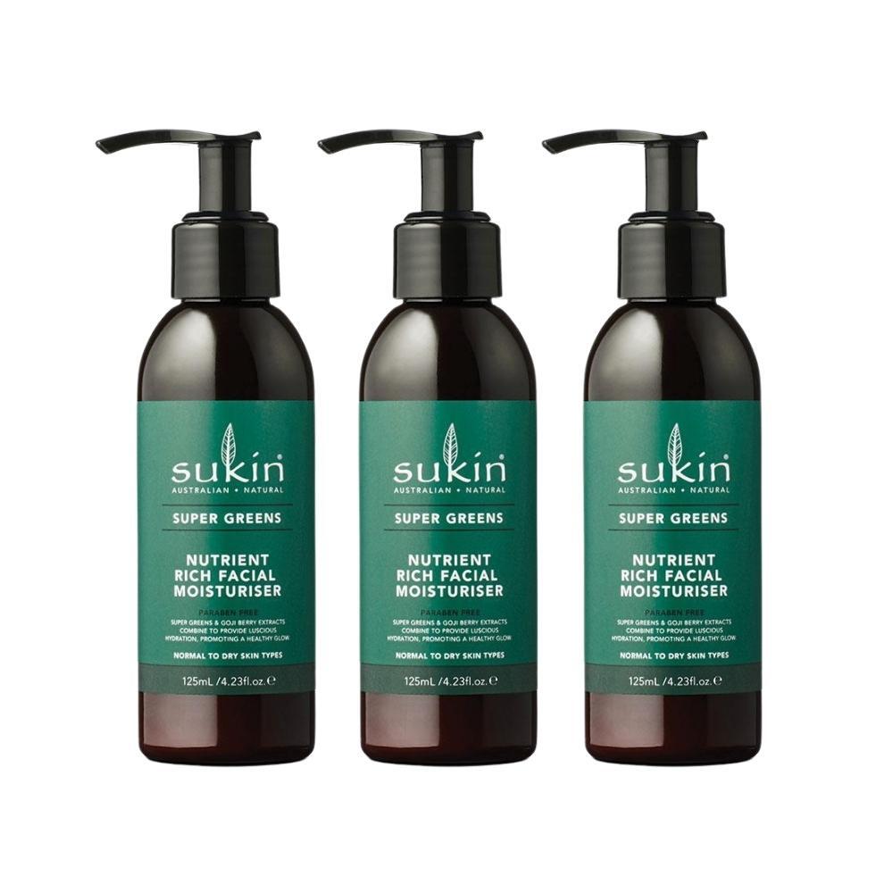 3 x Sukin Super Greens Nutrient Rich Facial Moisturiser 125mL