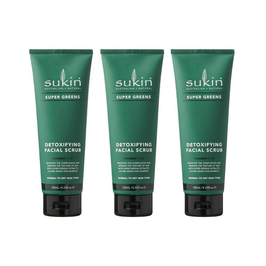 3 x Sukin Super Greens Detoxifying Facial Scrub 125mL