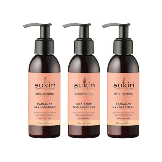 3 x Sukin Brightening Radiance Gel Cleanser 125mL
