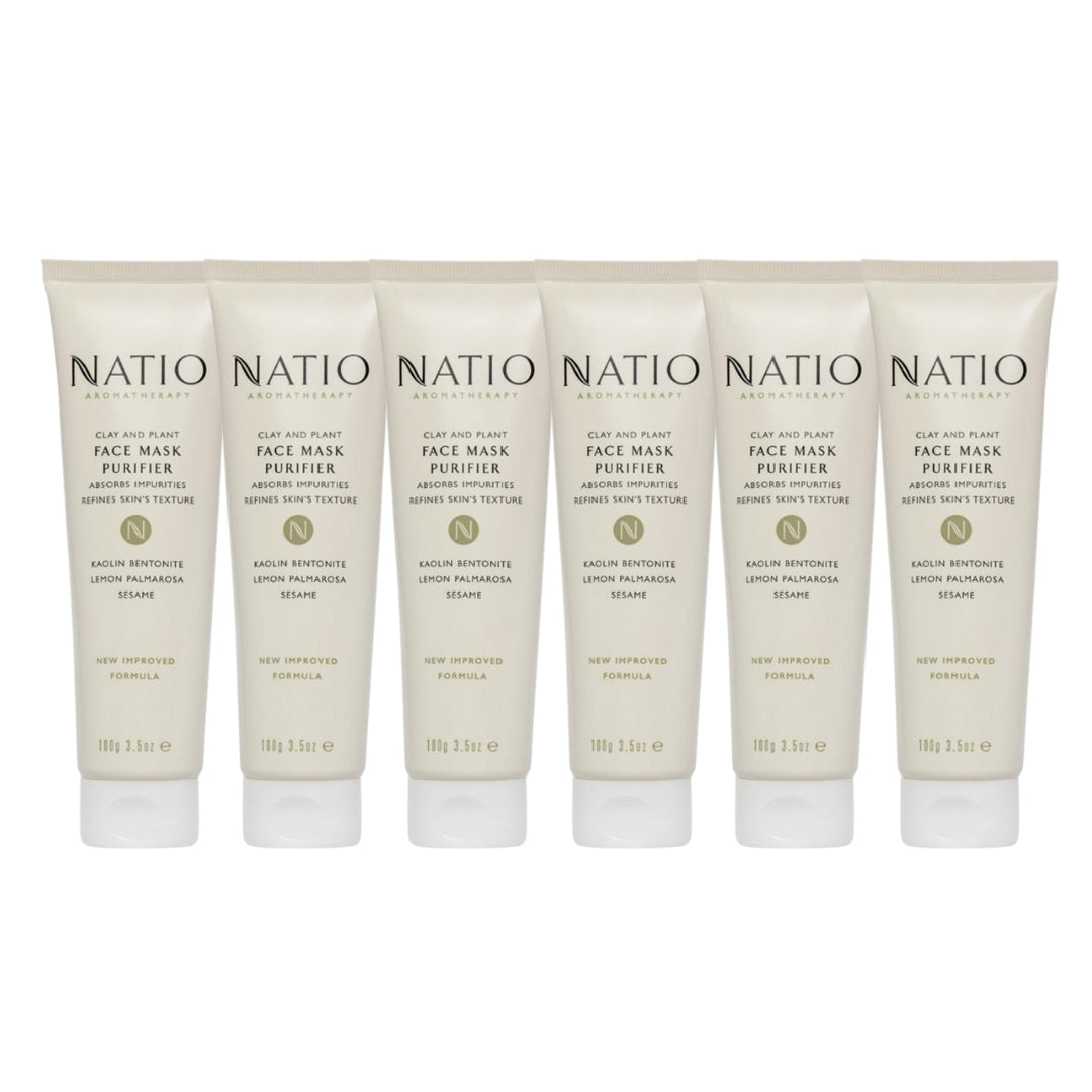 6 x Natio Aromatherapy Clay And Plant Face Mask Purifier 100g