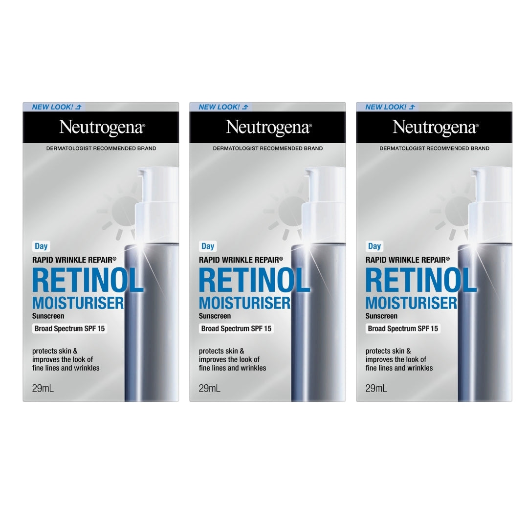 3 x Neutrogena Rapid Wrinkle Repair Retinol Day Moisturiser SPF15 29mL