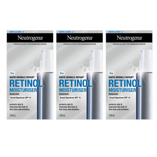 3 x Neutrogena Rapid Wrinkle Repair Retinol Day Moisturiser SPF15 29mL