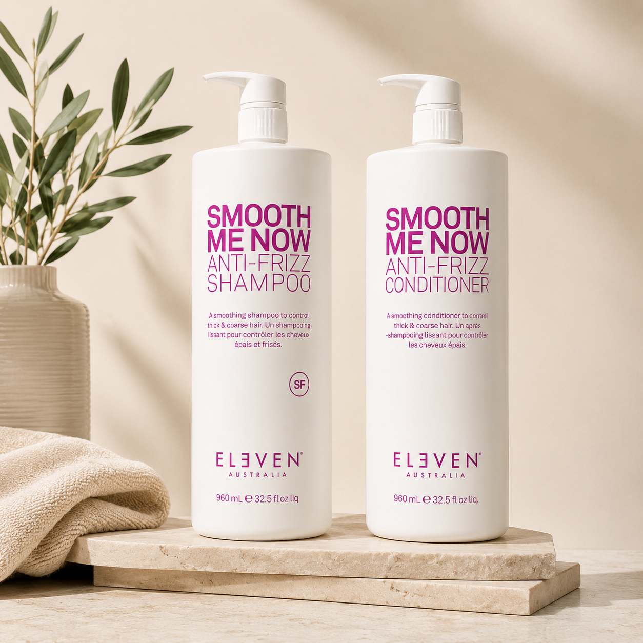 Eleven Australia Smooth Me Now Anti-Frizz Shampoo & Conditioner 960mL Duo