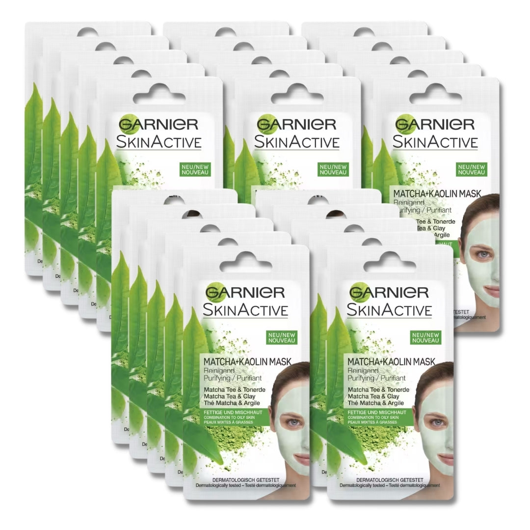 25 x Garnier SkinActive Matcha & Kaolin Purifying Mask 8mL