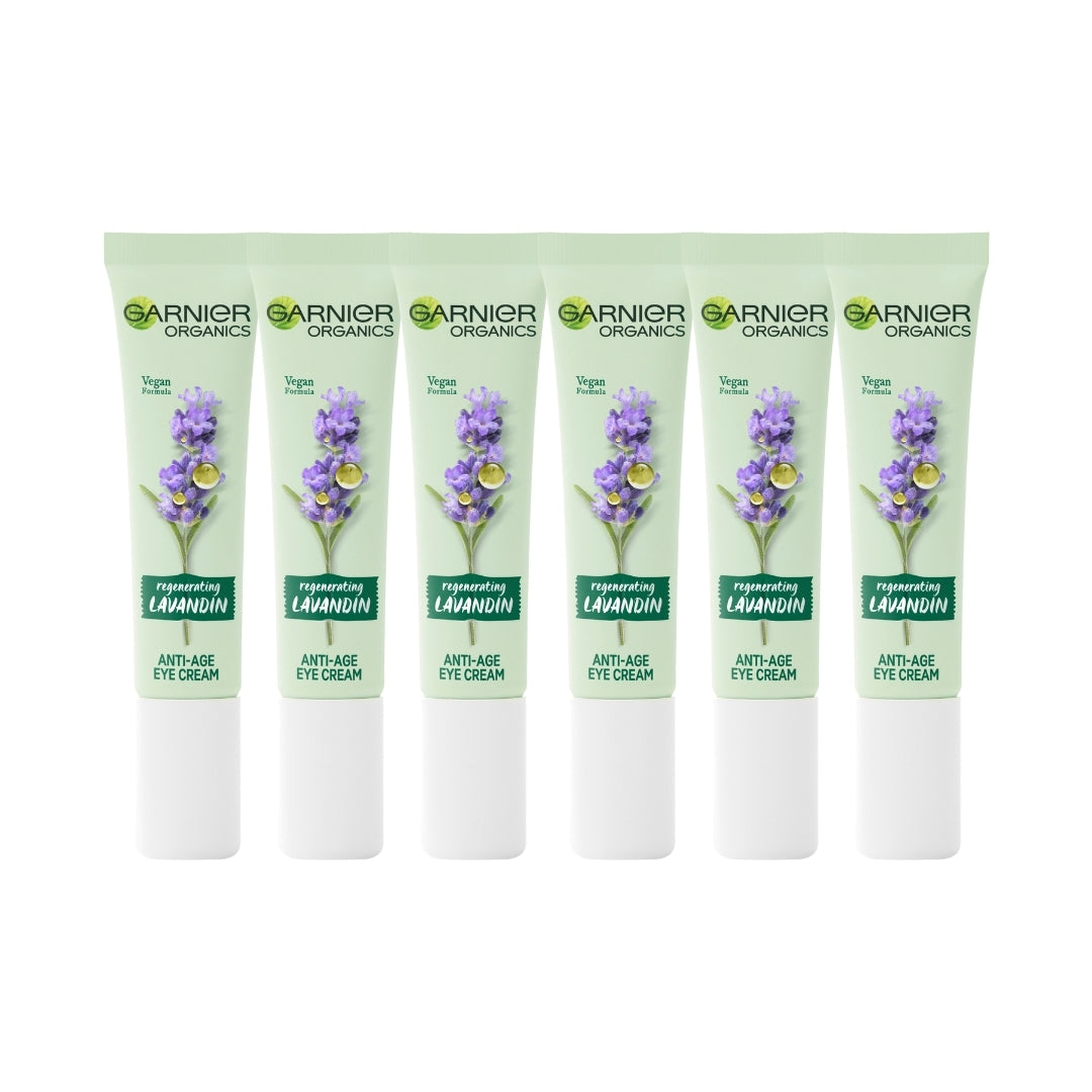 6 x Garnier Organics Regenerating Lavandin Anti-Age Eye Cream 15mL