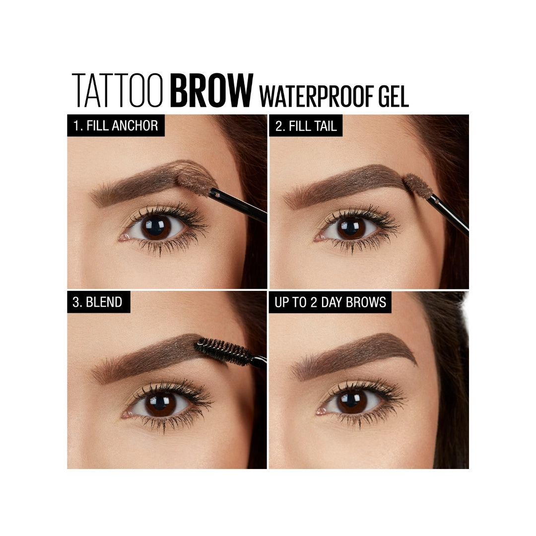 2 x Maybelline Tattoo Studio Waterproof Brow Gel 6.8mL - 265 Auburn