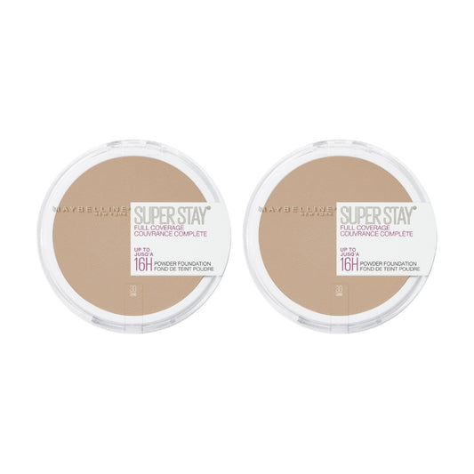 2 x Maybelline SuperStay 16HR Full Coverage Powder Foundation 9g - 30 Sand