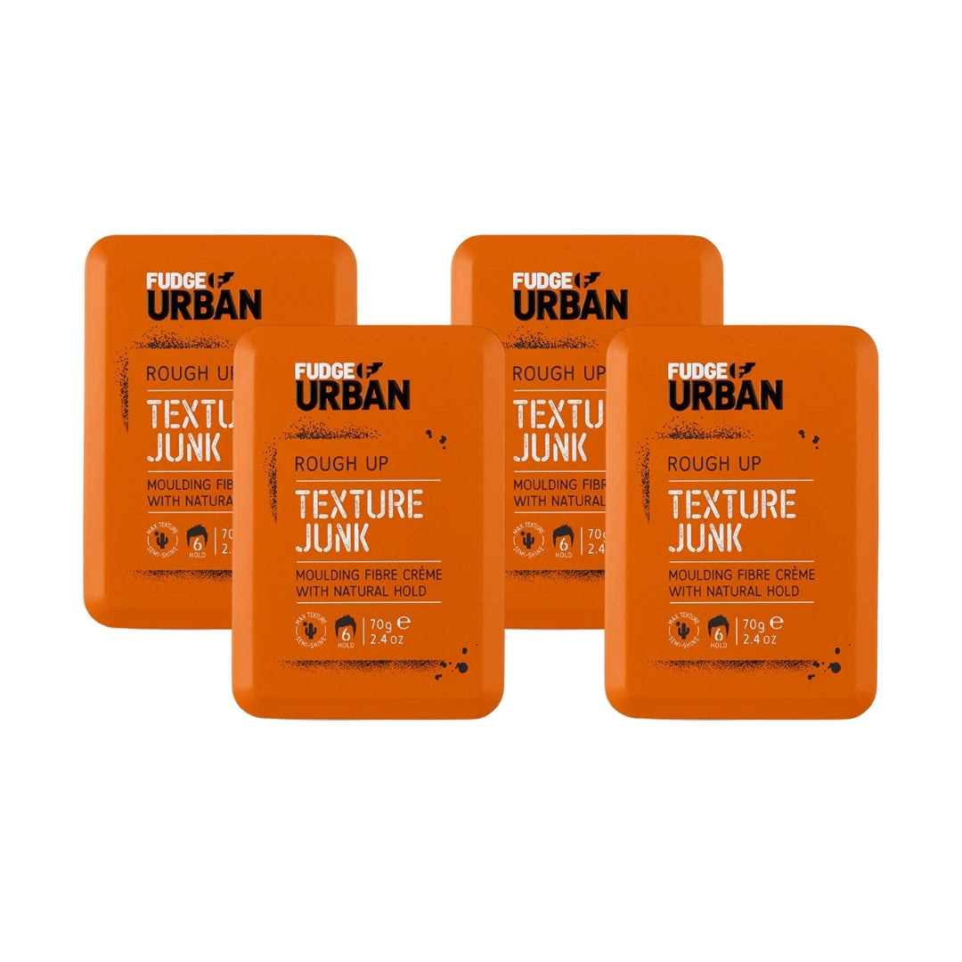 4 x Fudge Urban Rough Up Texture Junk Moulding Fibre Creme With Natural Hold 70g