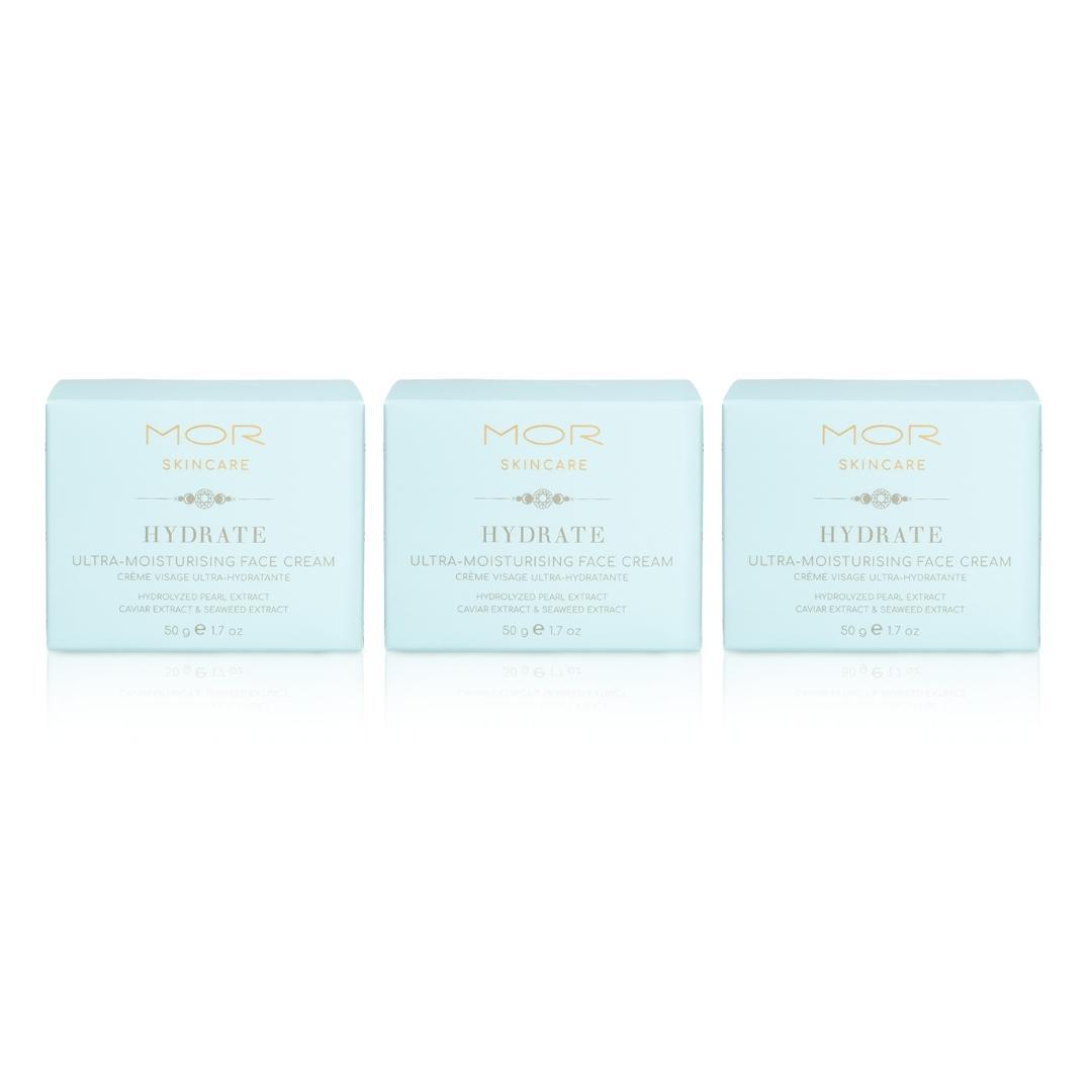 3 x MOR Skincare Hydrate Ultra-Moisturising Face Cream 50g