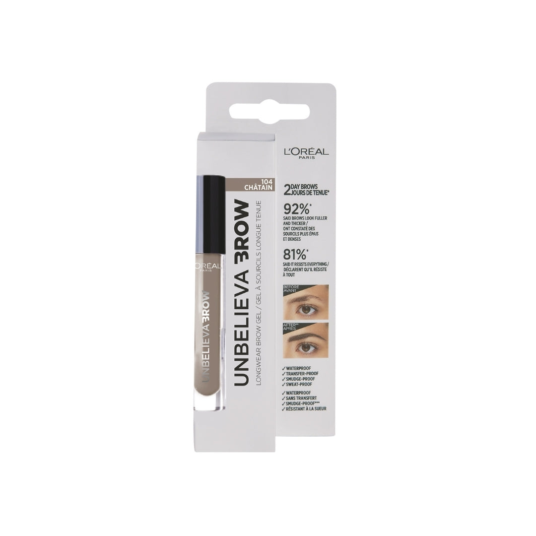 L'Oreal Paris Unbelieva Brow Longwear Gel 3.4mL - 104 Chatain