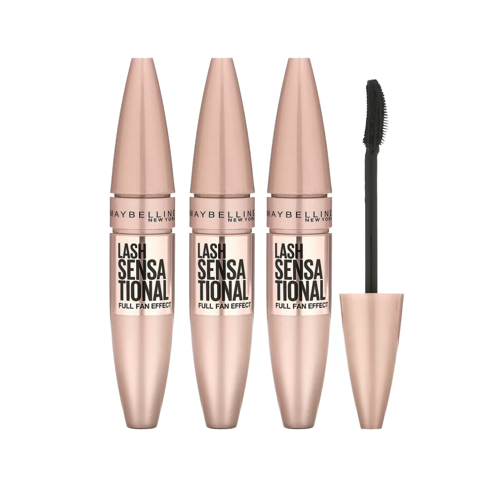 3 x Maybelline Lash Sensational Full Fan Effect Mascara 9.5mL - 253 Blackest Black