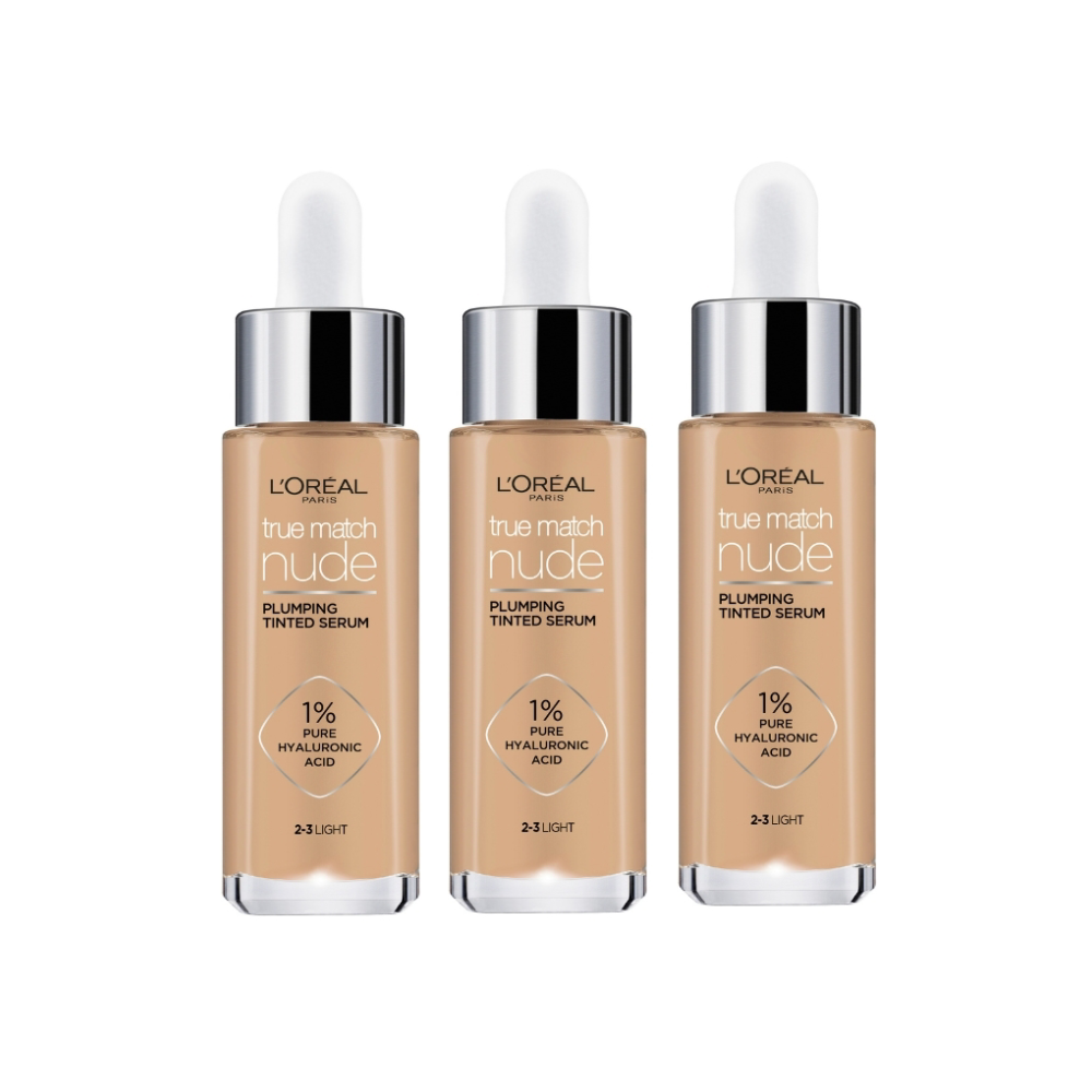 3 x L'Oreal Paris True Match Nude Plumping Tinted Serum 30mL - 2-3 Light