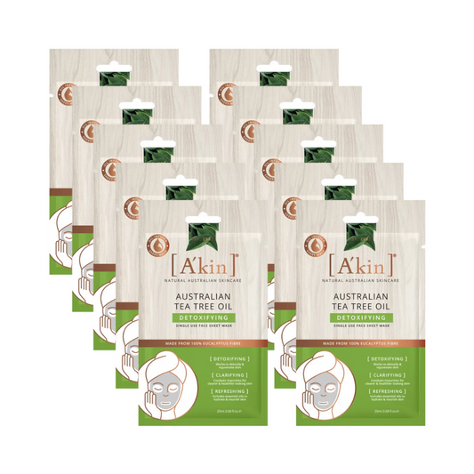 10 x A'kin Detoxifying Australian Tea Tree Oil Sheet Mask 20mL