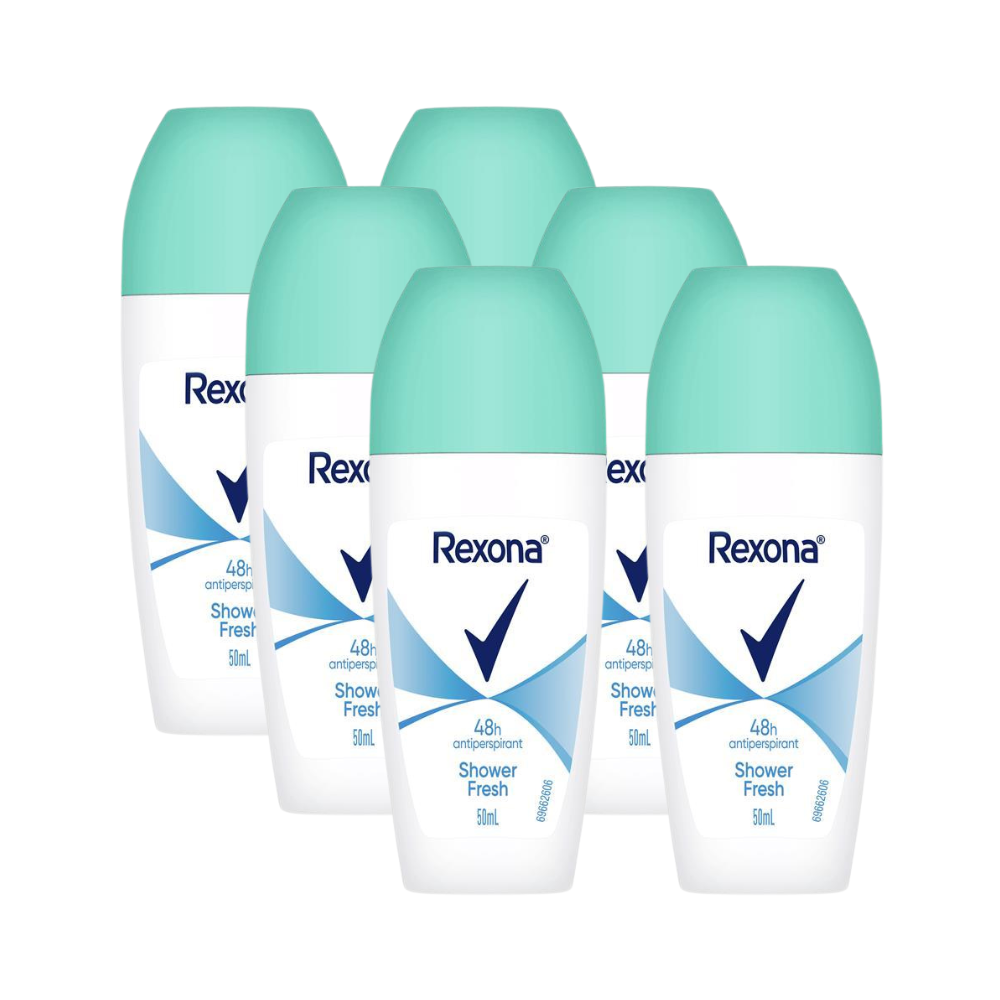 6 x Rexona Deodorant Roll On Shower Fresh 50mL