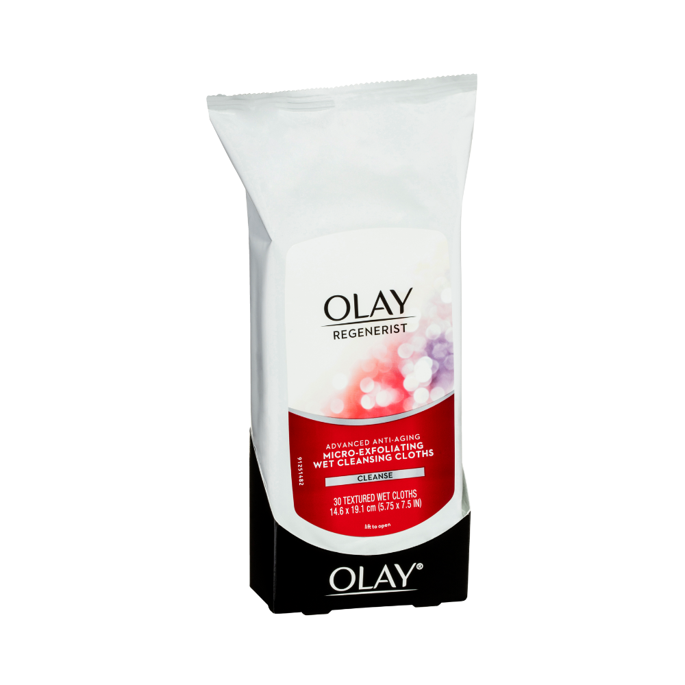 3 x Olay Regenerist Micro Exfoliating Wet Cleansing Cloths 30Pk