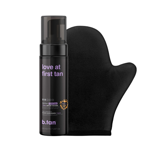 b.tan love at first tan self tan mousse 200mL & applicator mitt set