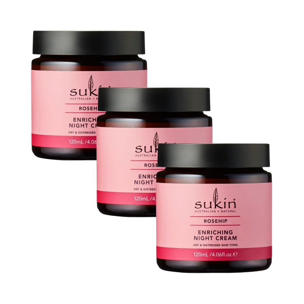 3 x Sukin Rosehip Rejuvenating Enriching Night Cream 120mL