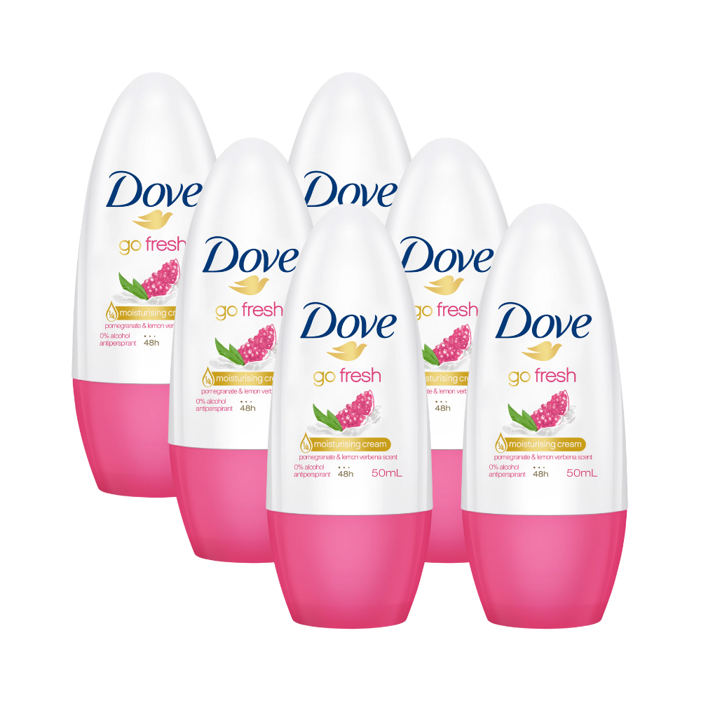 6 x Dove Go Fresh Deodorant Roll On Pomegranate & Lemon Verbena 50mL