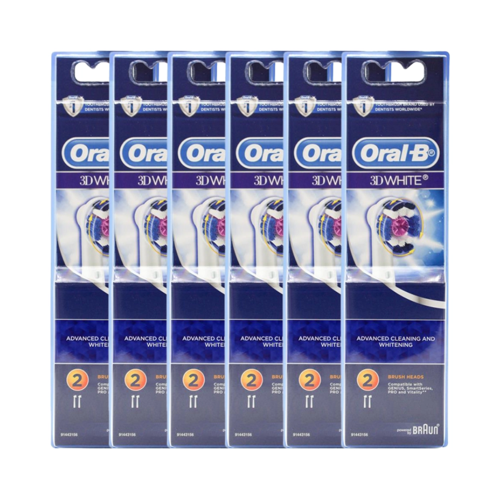 6 x Oral-B 3D White Replacement Electric Toothbrush Heads 2 Pack