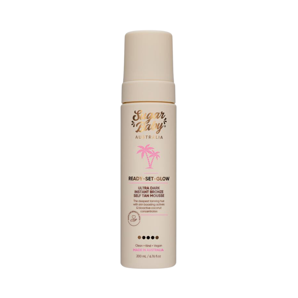 3 x SugarBaby Ready Set Glow Ultra Dark Instant Bronze Self Tan Mousse 200mL