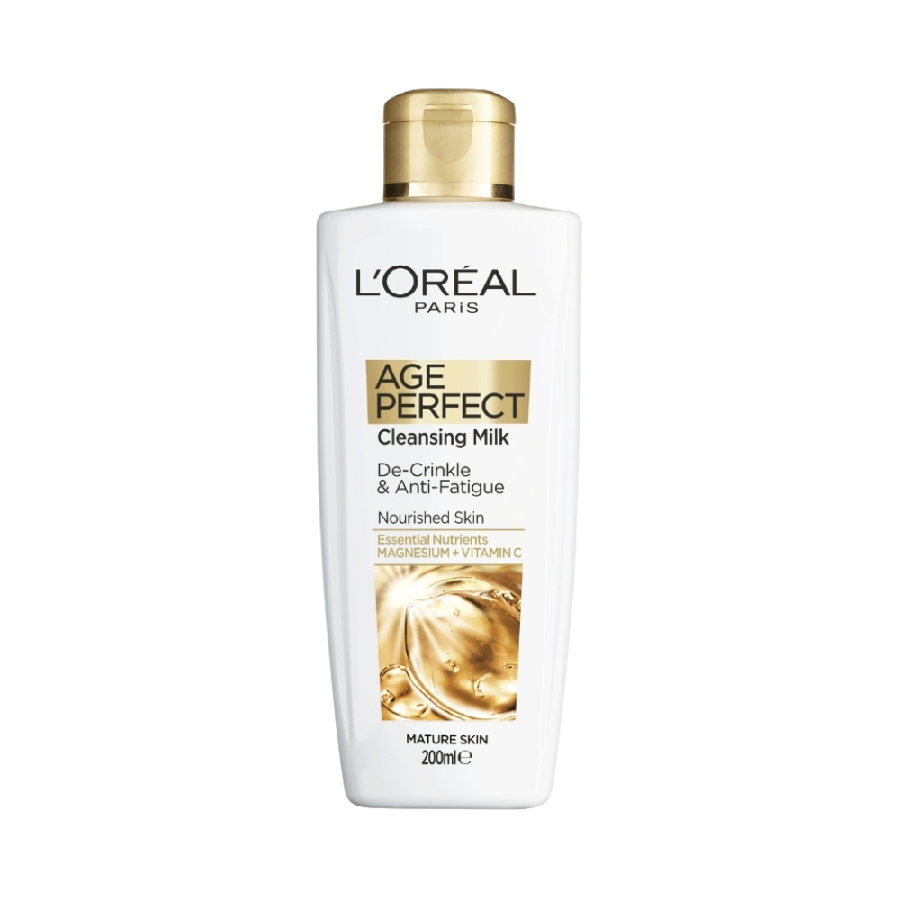 3 x L'Oreal Paris Age Perfect De-Crinkle & Anti-Fatigue Cleansing Milk 200mL