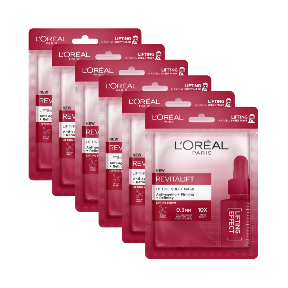 5 x L'Oreal Paris Revitalift Lifting Sheet Face Mask 30g