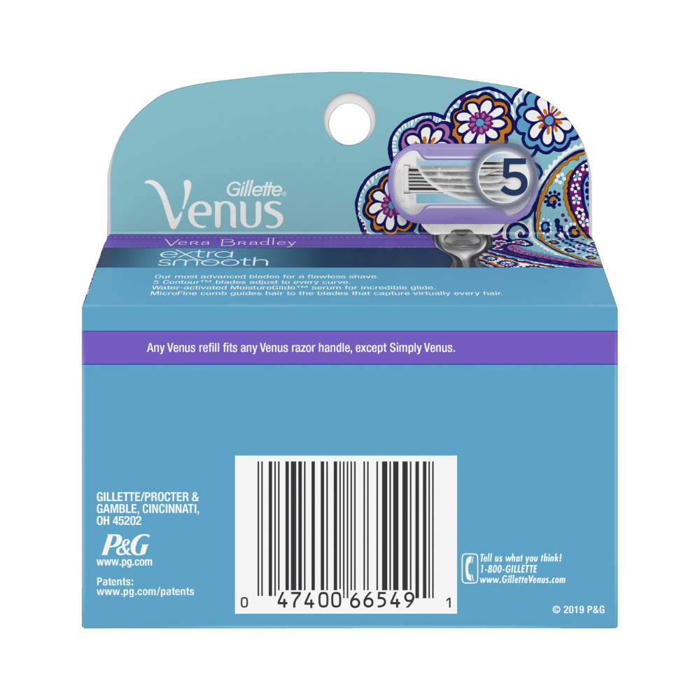 3 x Gillette Venus Vera Bradley Extra Smooth Blade Refills 4 Pack