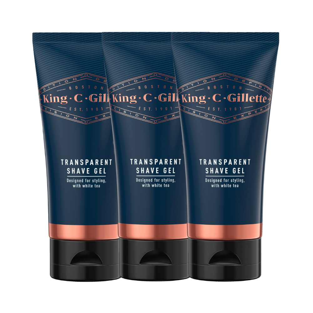 3 x King C. Gillette Transparent Shave Gel 150mL