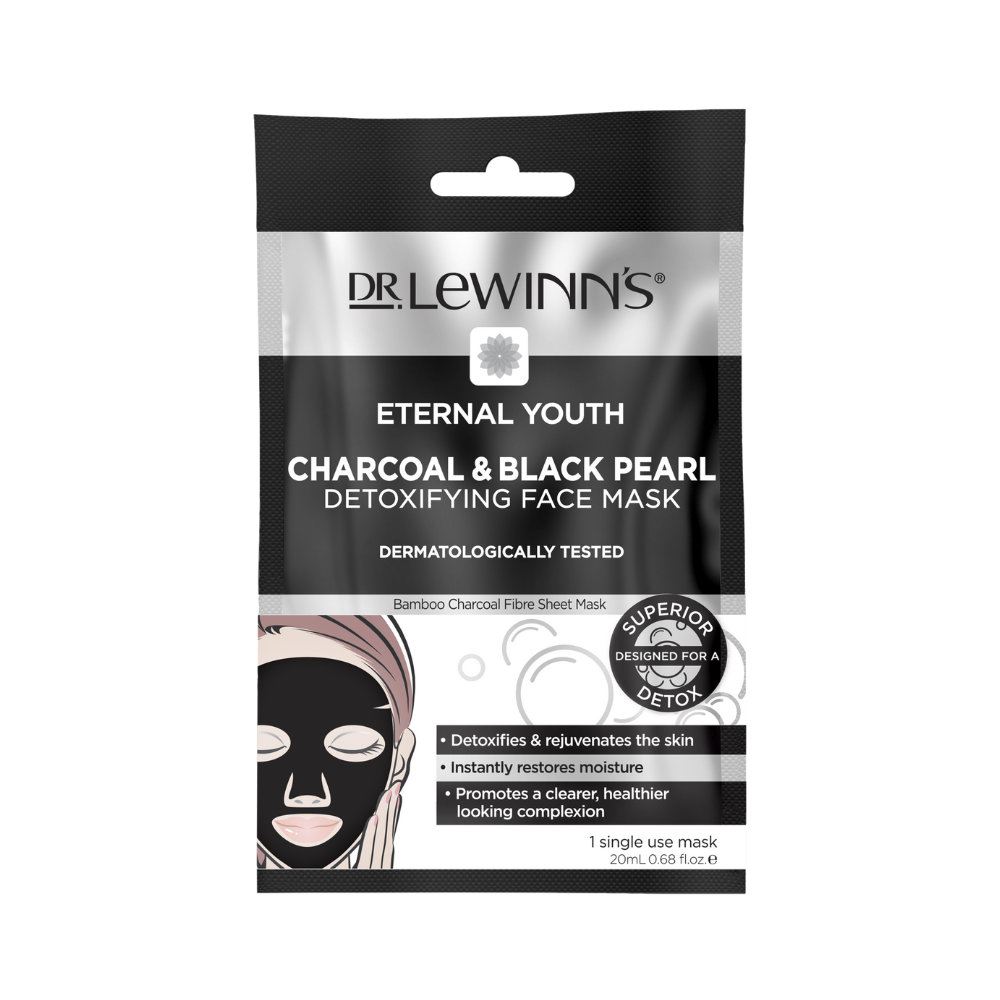 10 x Dr. LeWinn's Charcoal & Black Pearl Detoxifying Sheet Face Mask 20mL