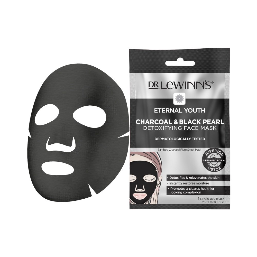 10 x Dr. LeWinn's Charcoal & Black Pearl Detoxifying Sheet Face Mask 20mL