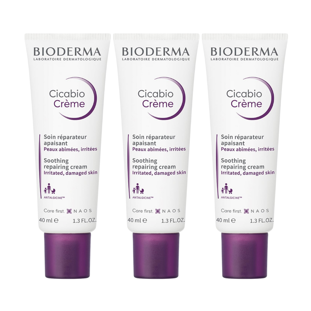 3 x Bioderma Cicabio Creme Soothing Repair Cream for Damaged Skin 40mL