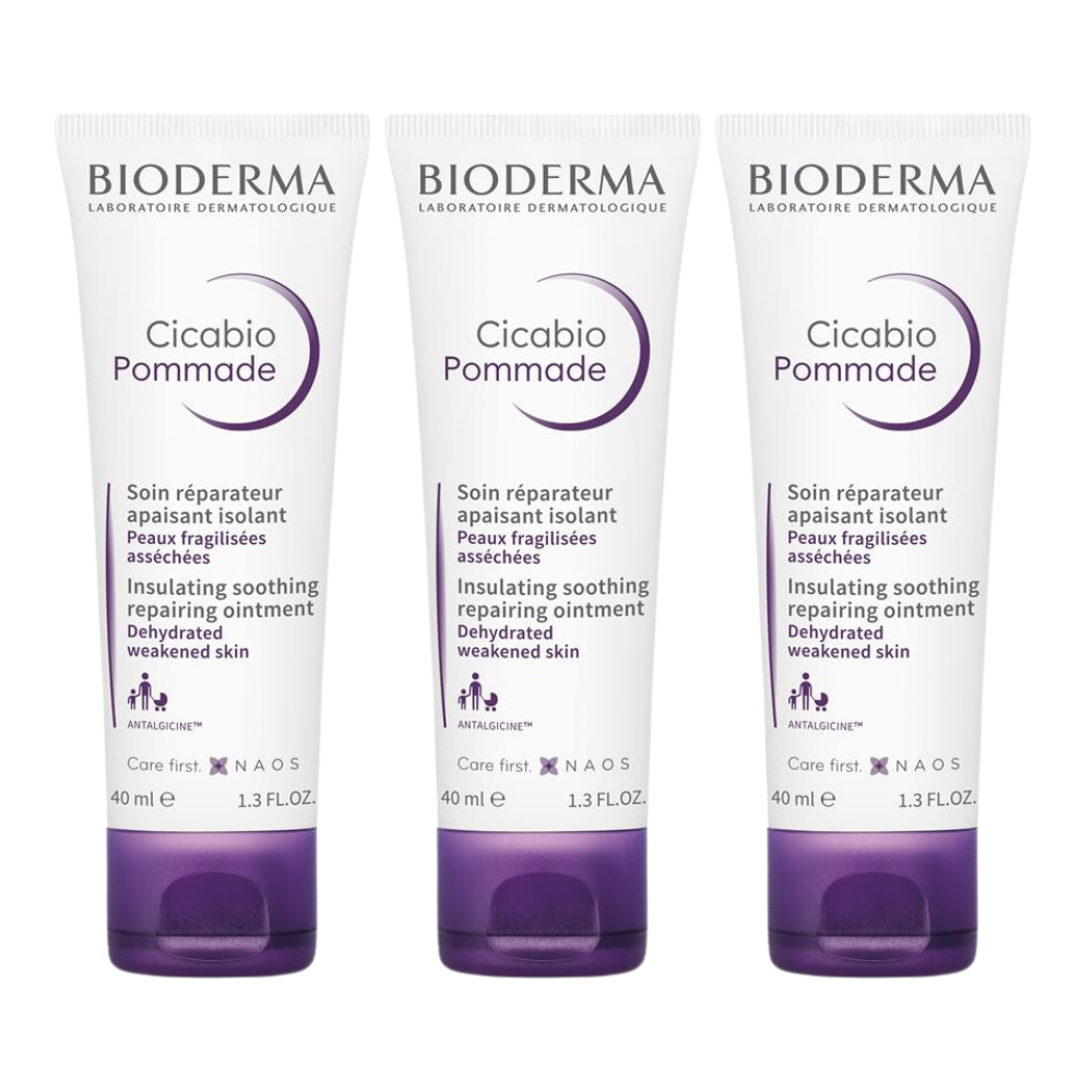 3 x Bioderma Cicabio Pommade Soothing Repairing Ointment for Damaged Skin 40mL