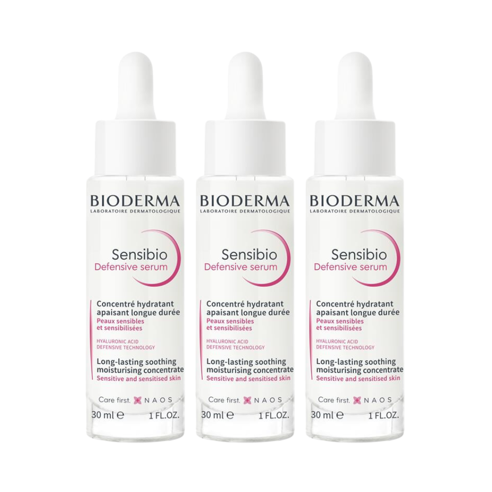 3 x Bioderma Sensibio Soothing Defensive Serum for Sensitive Skin 30mL