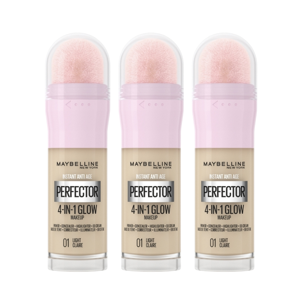 3 x Maybelline Instant Age Rewind Instant Perfector 4-In-1 Glow Makeup 20mL - 01 Light