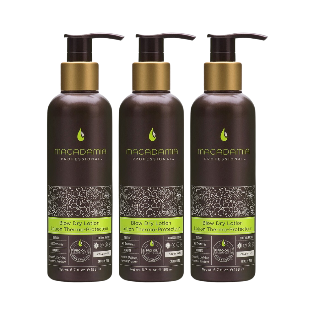 3 x Macadamia Professional Blow Dry Lotion 198mL