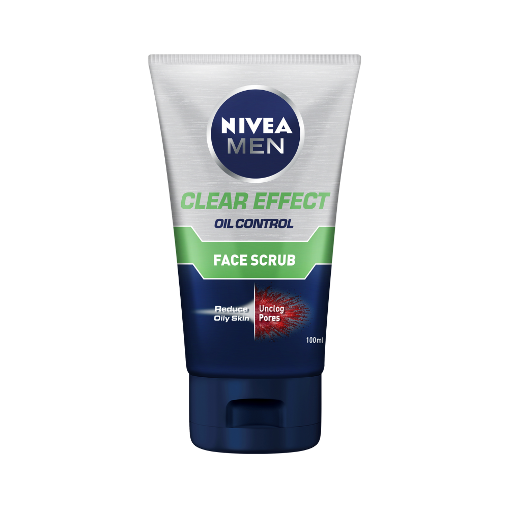 4 x Nivea Men Face Scrub Clear Effect Oil Control 100mL