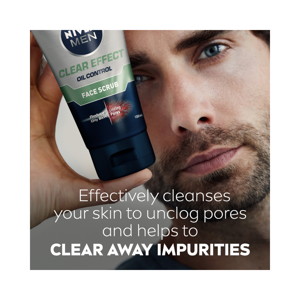 4 x Nivea Men Face Scrub Clear Effect Oil Control 100mL