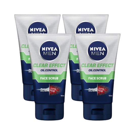 4 x Nivea Men Face Scrub Clear Effect Oil Control 100mL