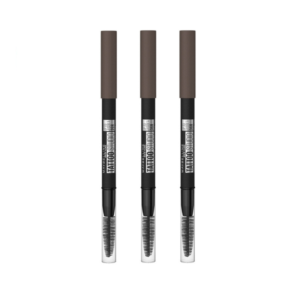 3 x Maybelline Tattoo Studio 36HR Pigment Eyebrow Pencil 0.73g - 260 Deep Brown