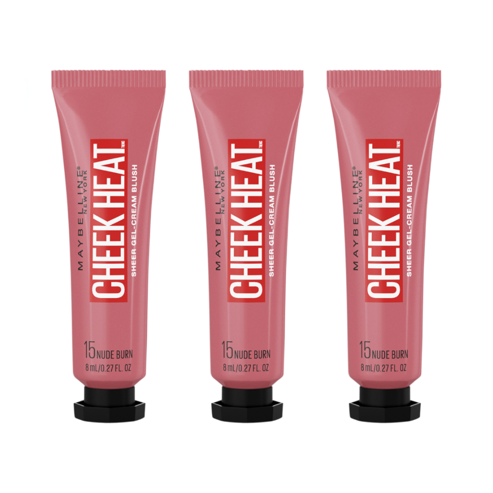 3 x Maybelline Cheek Heat Blush 8mL - 15 Nude Burn