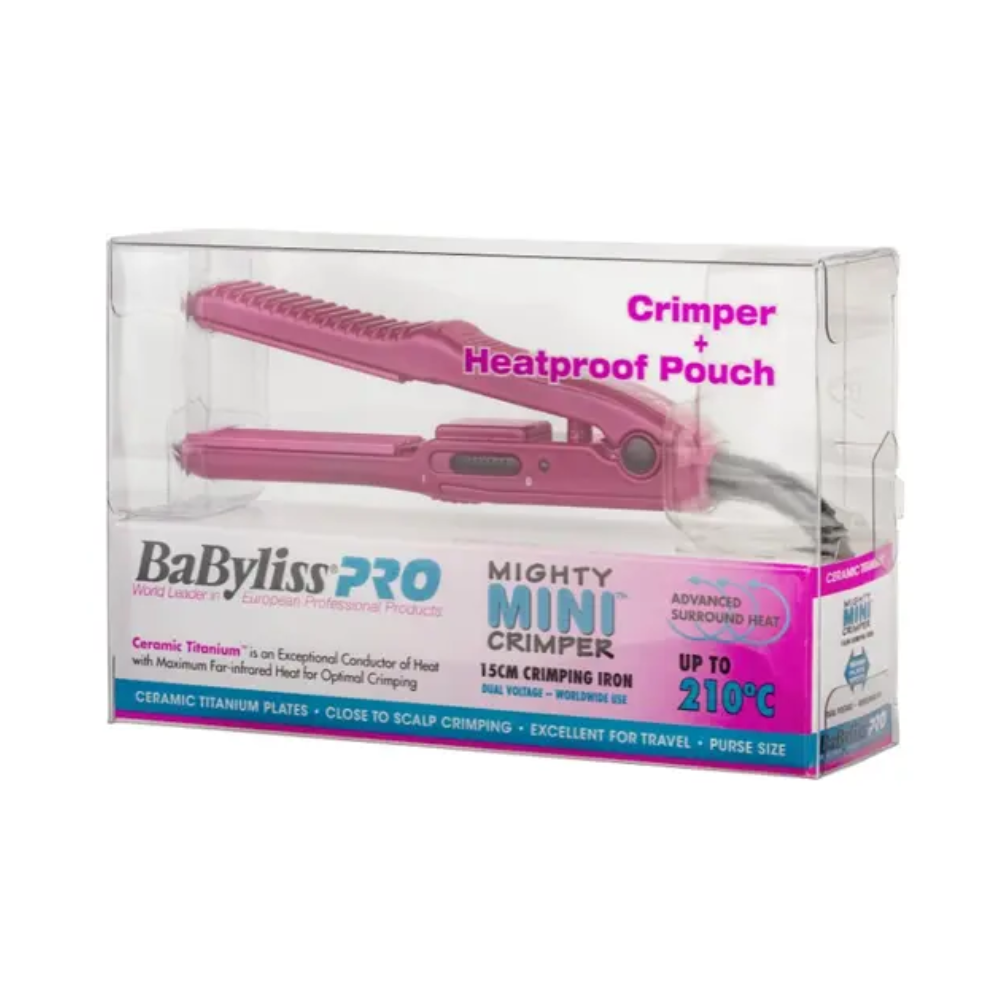 BaBylissPRO Mighty Mini 15cm Crimper - Pink