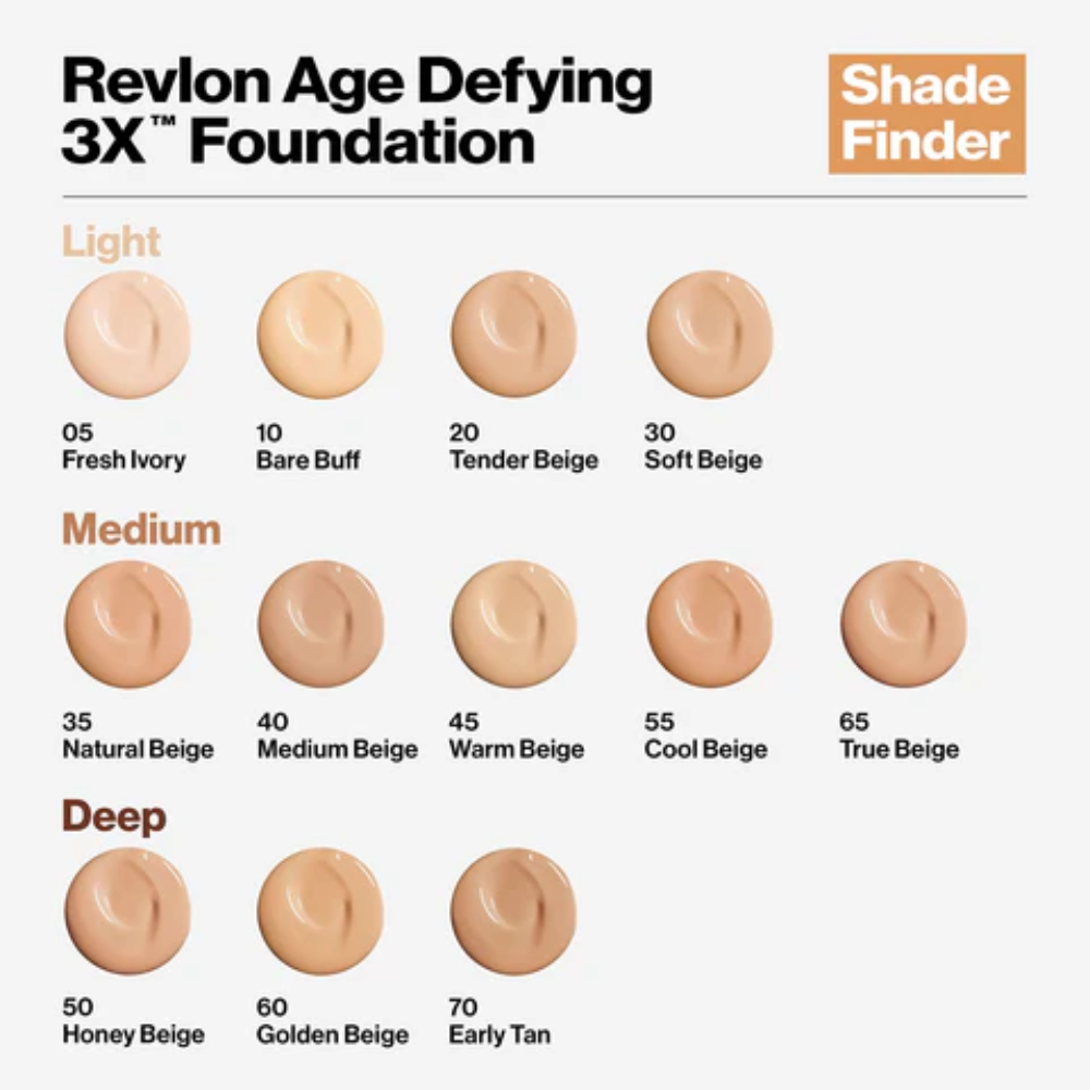 Revlon Age Defying 3X Foundation 30mL - 10 Bare Buff
