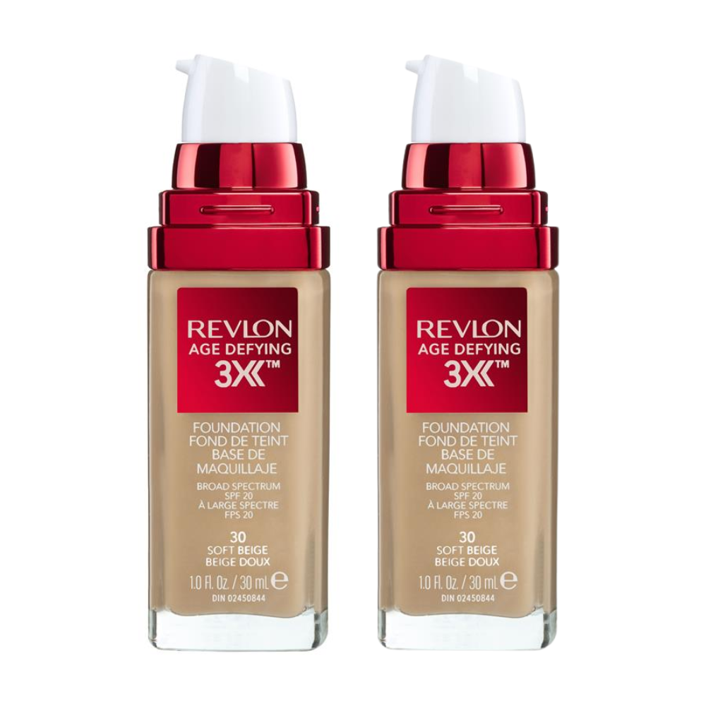 2 x Revlon Age Defying 3X Foundation 30mL - 30 Soft Beige