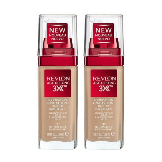 2 x Revlon Age Defying 3X Foundation 30mL - 35 Natural Beige